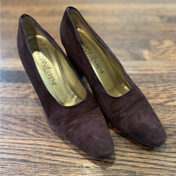 Yves Saint Laurent YSL Vintage Brown Suede Heels with Pointed Toe Size 6 - Picture 1 of 7